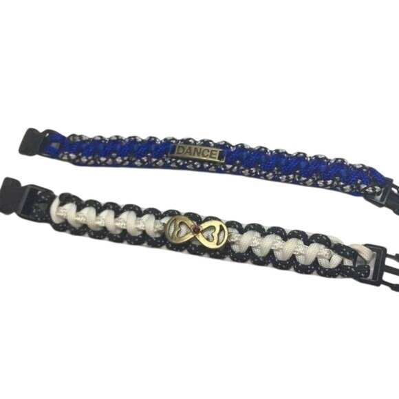 1 Black White Heart 1 Blue Dance Paracord Bracelet Set Casual with Buckle - Picture 6 of 8